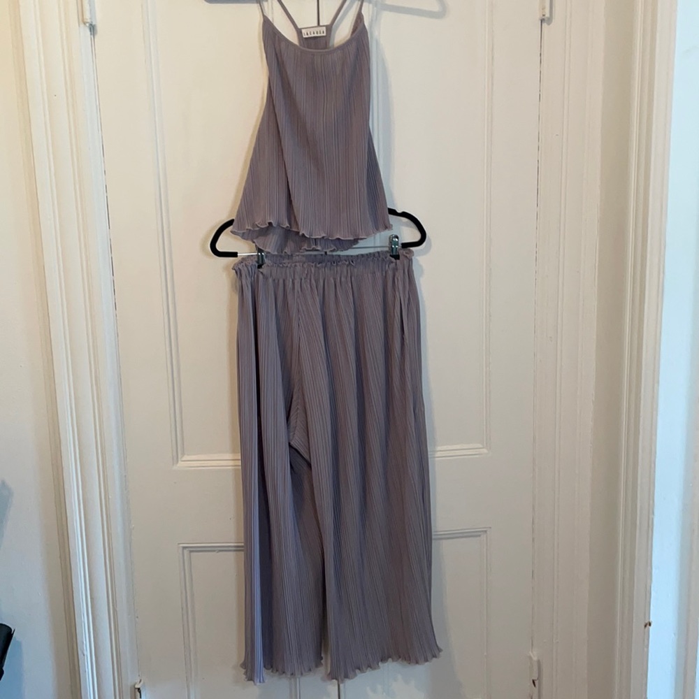 LACAUSA purple ribbed Mika pants and cami